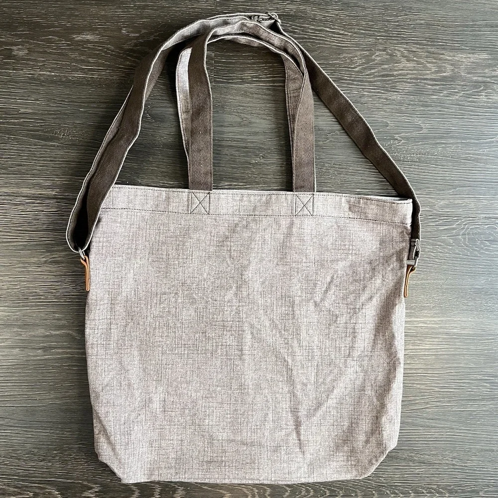 Thirty One Retro Metro Mocha Crosshatch‎ Crossbody Bag Tote NWOT Boho Academia